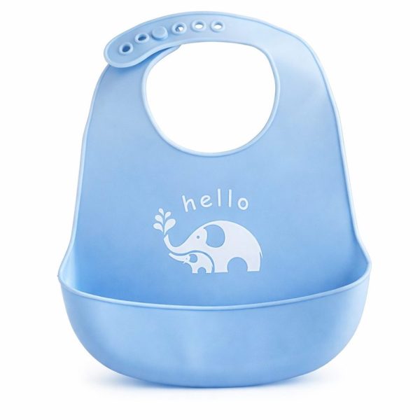 Babador de Silicone com Pega Migalhas - Elefante Azul