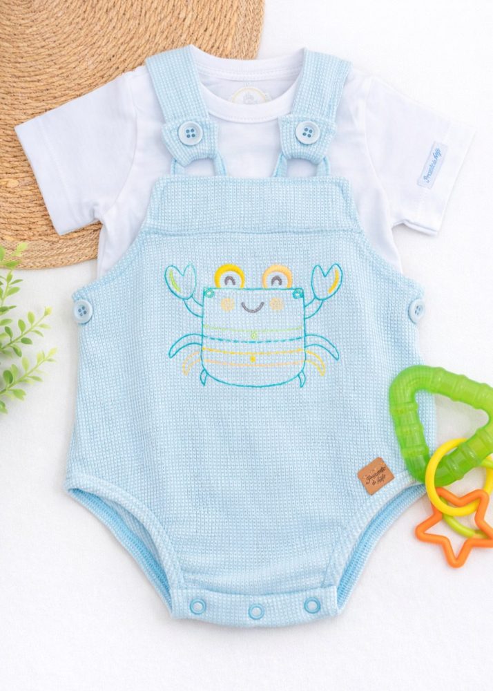 conjunto verão bebê menino romper azul
