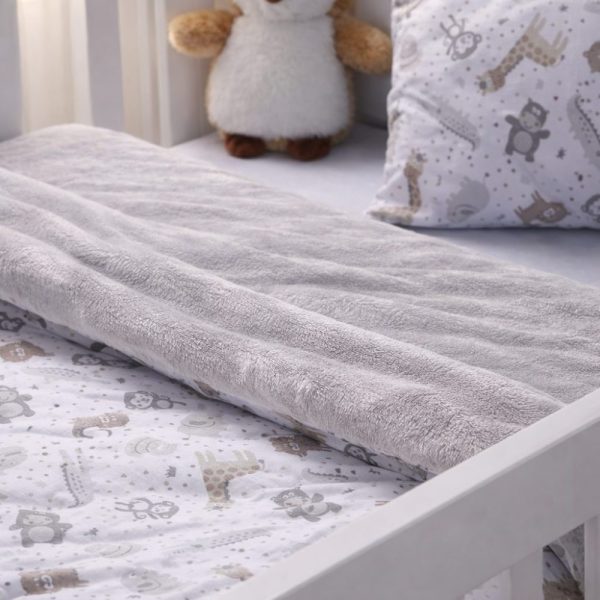 Edredom de Berço Dupla Face Estampado e Peluciado - Cinza