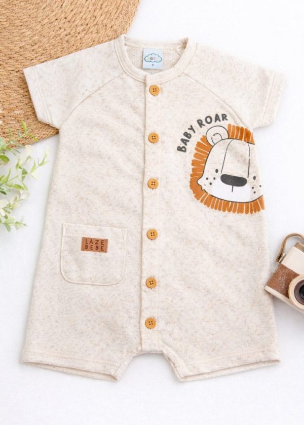 Macacão Leão Baby Roar Mesclado Com Botões Frontais Iase