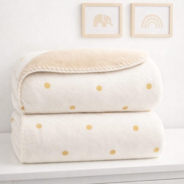 Manta Bebê Dupla Face Micropolar Poá Bege