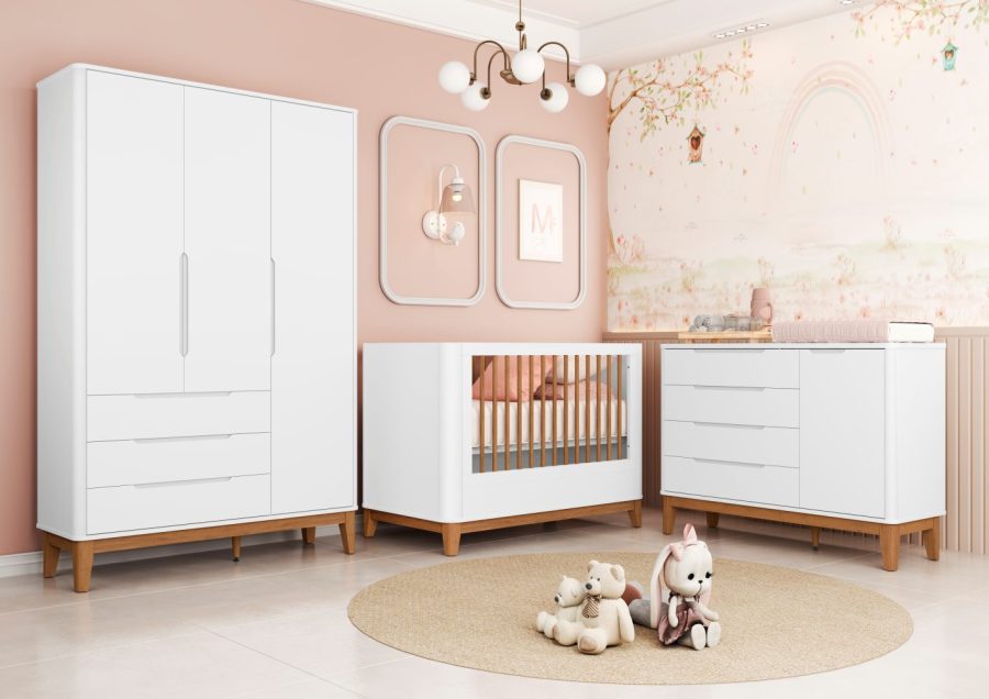 Berço Boom Plus Classic - Comoda Boom Sap Classic - Roupeiro Boom Branco