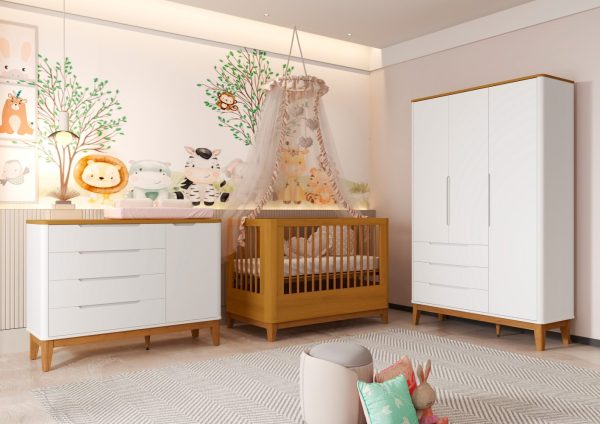 Jogo de Quarto Boom Slim Classic Reller - Branco Fosco/Savana