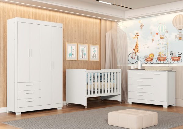 Jogo de Quarto Zaki Infantil Reller - Branco Fosco