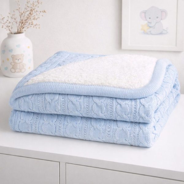 Cobertor Bebê Lã com Sherpa Azul