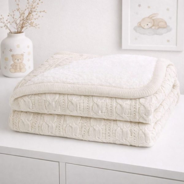 Cobertor Bebê Lã com Sherpa Off White