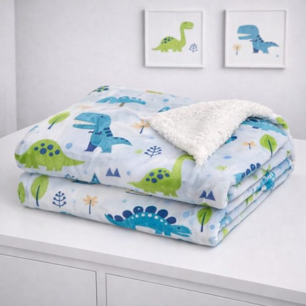 Cobertor Bebê Sherpa Estampado Dino