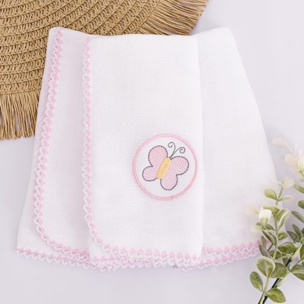 Kit Fralda de Boca Premium Bordada - Borboleta
