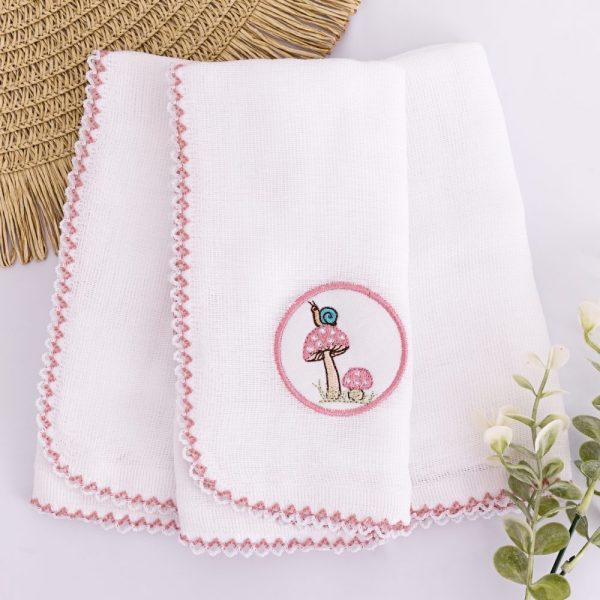 Kit Fralda de Boca Premium Bordada - Cogumelo