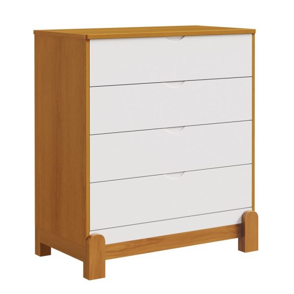 Cômoda Gaveteiro Lotus Reller - Branco Fosco Com Savana