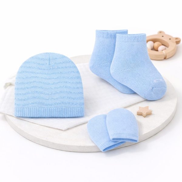 Kit Maternidade Azul Centopé - Touca, Luva e Meia