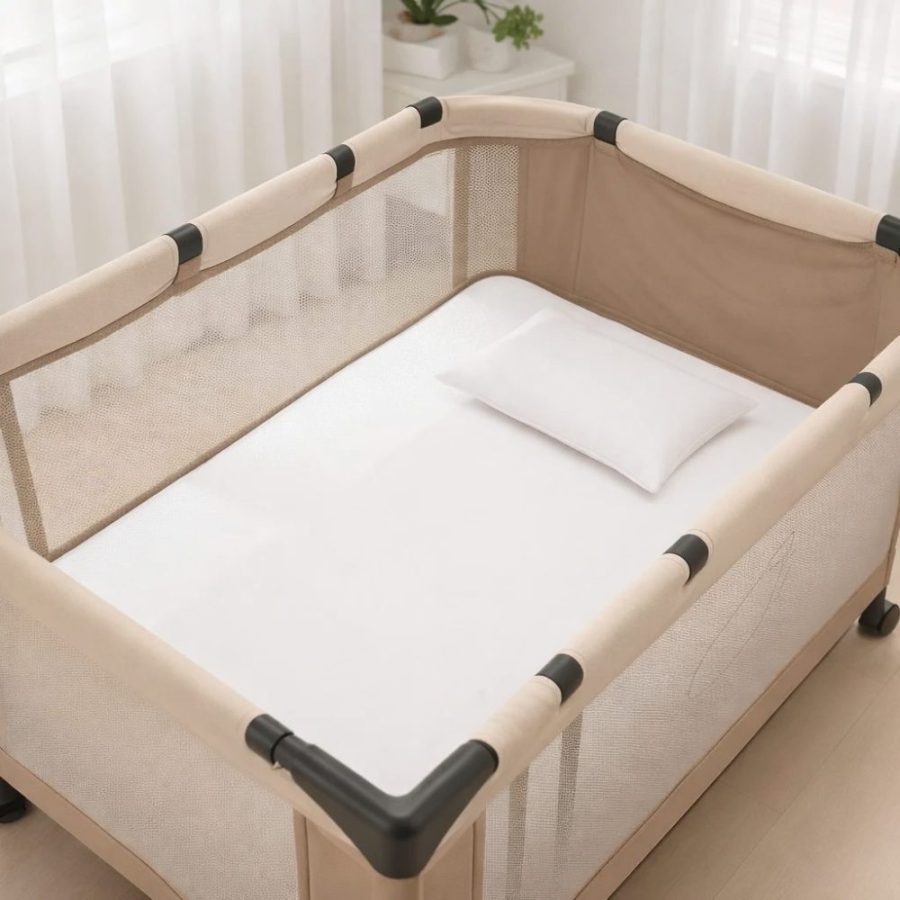 Lençol Para Berço Portátil 100% Algodão com Elástico Branco