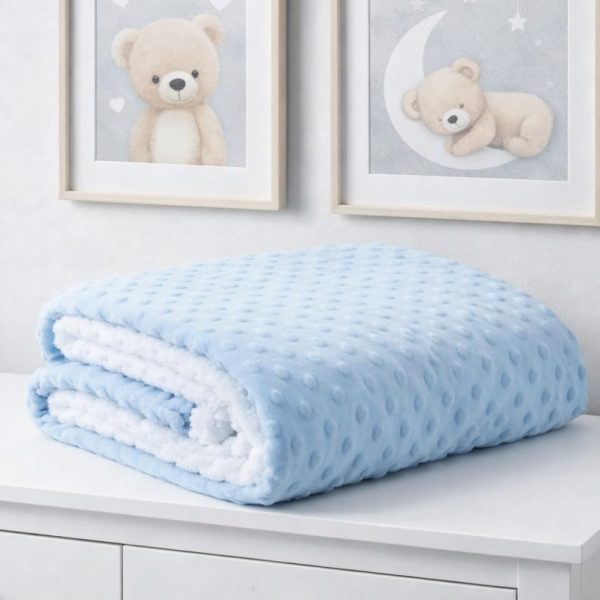 Manta de Microfibra Pipoquinha com Sherpa Bebê - Azul