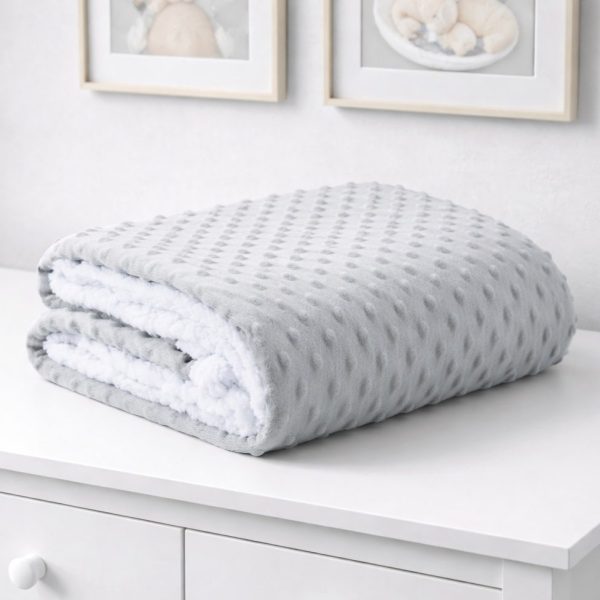 Manta de Microfibra Pipoquinha com Sherpa Bebê - Cinza