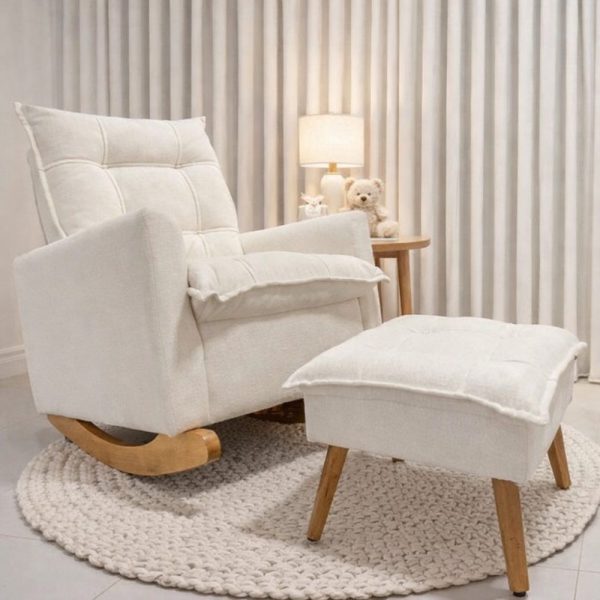 Poltrona Amamentação Aylla Balanço Canoa com Puff - Boucle