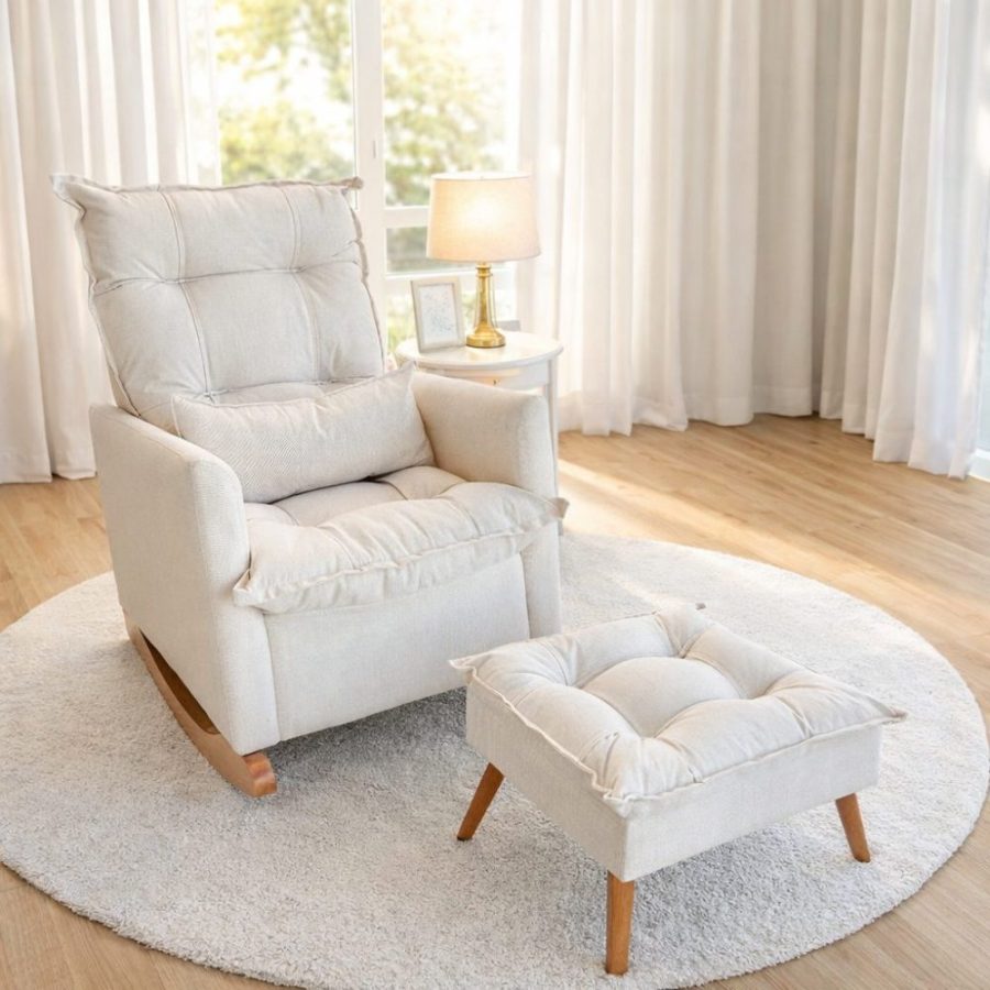 Poltrona Amamentação Aylla Balanço Canoa com Puff - Lincoln