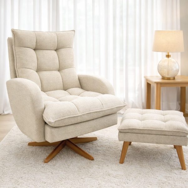 Poltrona Amamentação Clarice Balanço e Giro com Puff - Lincoln