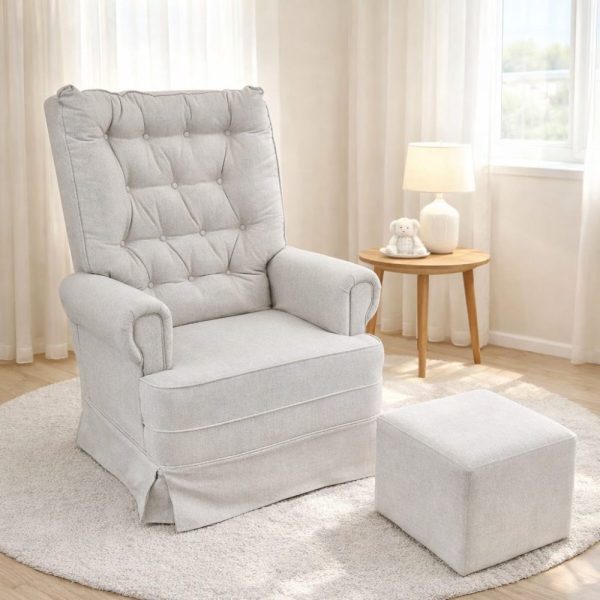 Poltrona Amamentação Eloa Balanço com Puff - Linho