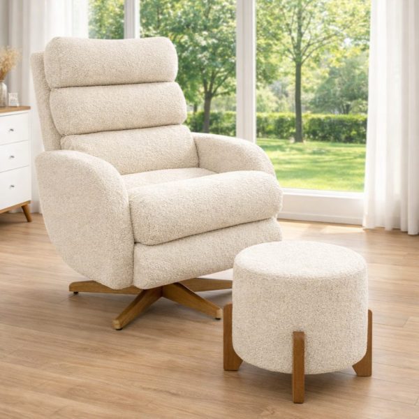 Poltrona Amamentação Maitê Balanço e Giro com Puff - Boucle