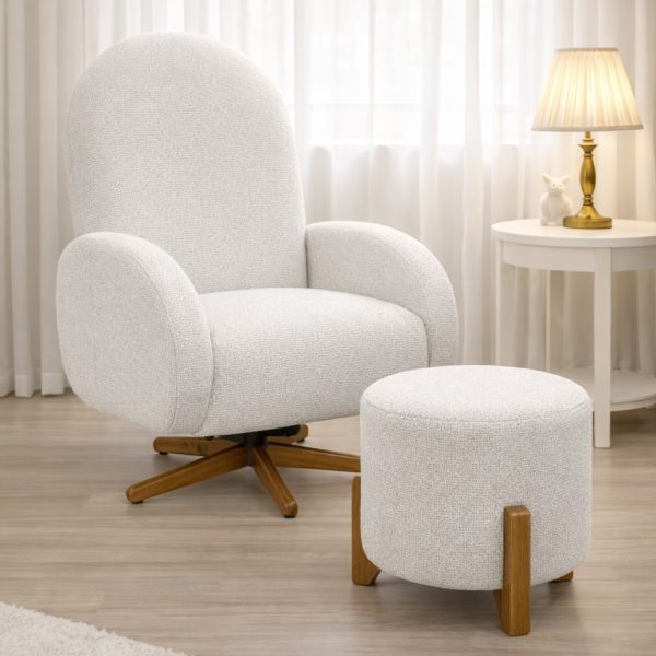 Poltrona Amamentação Mavie Balanço e Giro com Puff - Lincoln