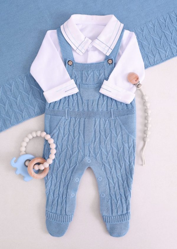 Saída Maternidade RN Azul com Jardineira, Body e Manta