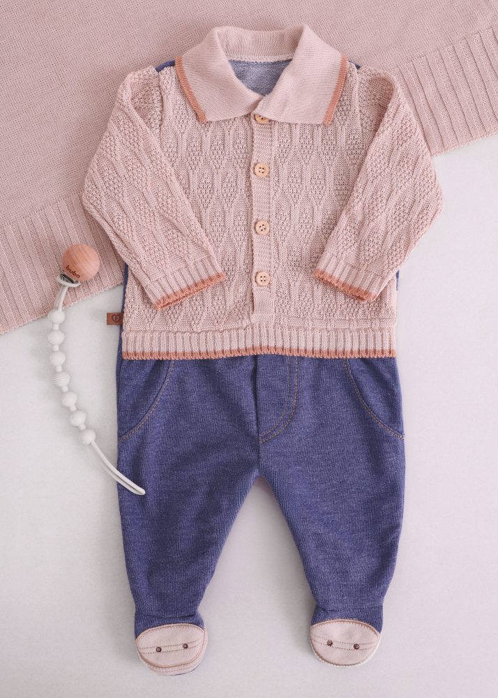 Saída Maternidade RN Bege com Macacão e Manta