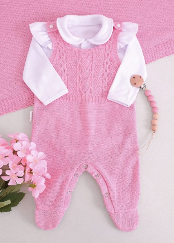 Saída Maternidade RN Rosa com Jardineira, Body e Manta