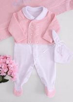 Saída Maternidade RN Rose com Macacão Algodão e Manta