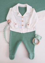 Saída Maternidade RN Verde com Macacão Casaquinho e Manta