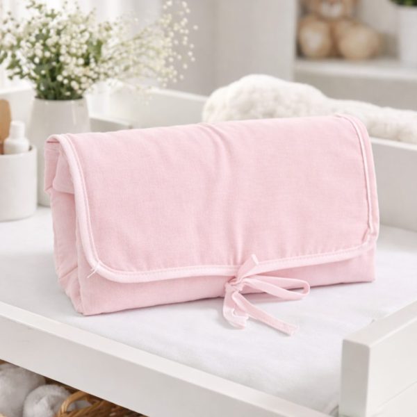 Trocador Portátil Bebê Impermeável em Algodão Rosa