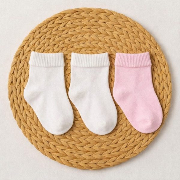 Kit 3 Pares Meia Fina Bebê Recem Nascido - Menina