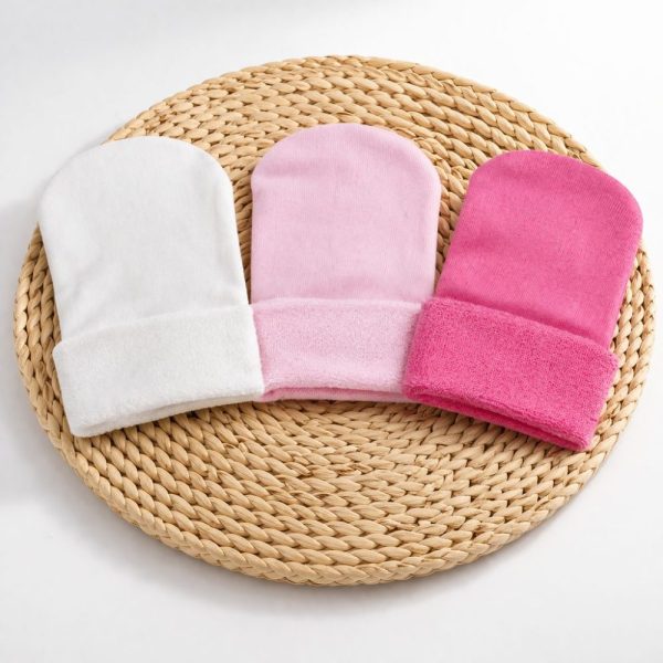 Kit 3 Pares Touca Atoalhada Para Bebê Recem Nascido - Rosa