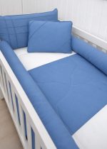 Kit Berço Glamour Doce Sonho com 9 peças - Azul Clássico