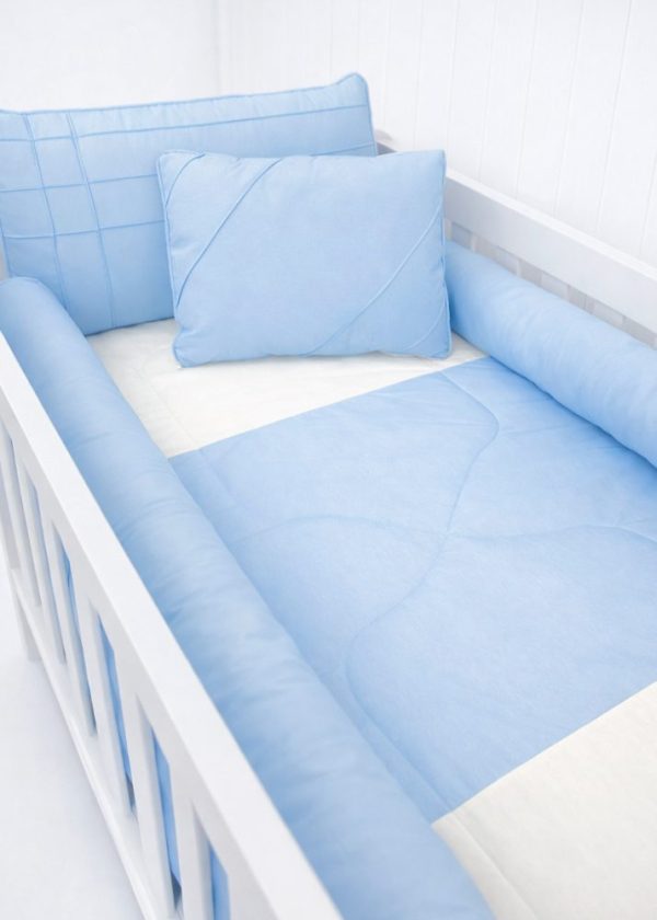 Kit Berço Glamour Doce Sonho com 9 peças - Azul Claro