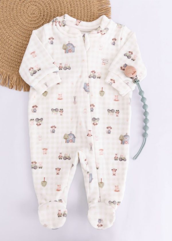 Macacão Fleece Luxo Estampado Fazendinha Verde - Hug