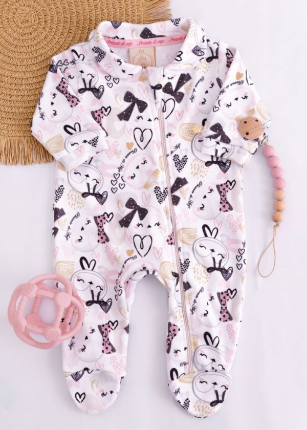 Macacão Soft Bebê Estampado Corujinha do Amor com Zíper