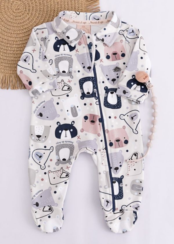 Macacão Soft Bebê Estampado Mundo dos Ursos com Zíper