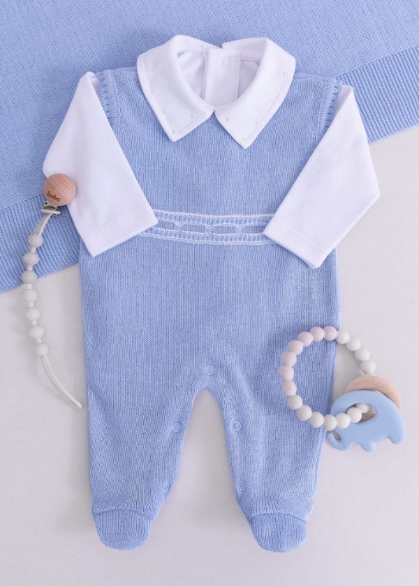 Saída Maternidade RN Azul com Jardineira Bordada, Body e Manta