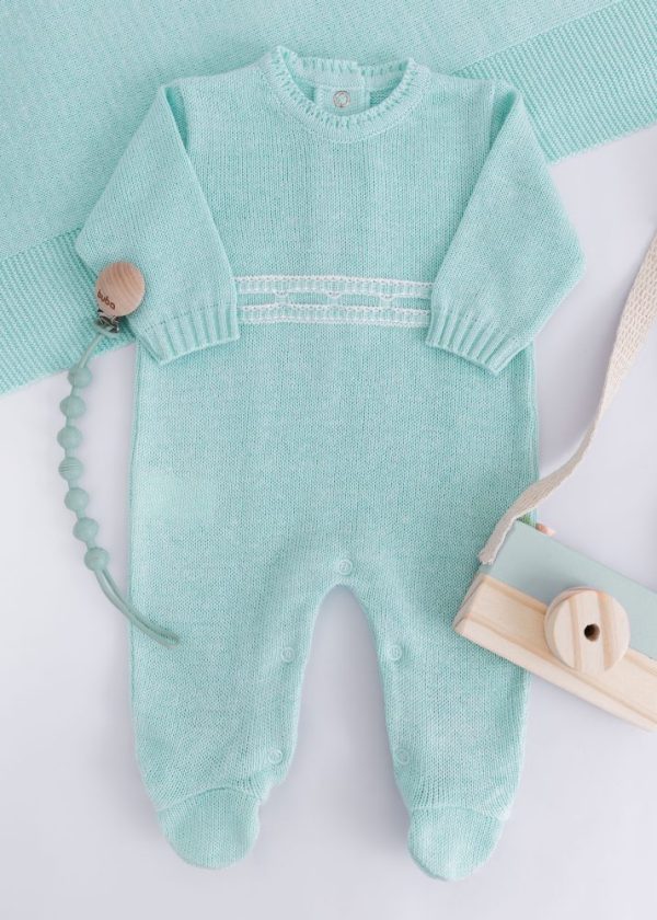 Saída Maternidade RN Verde Água com Macacão e Manta