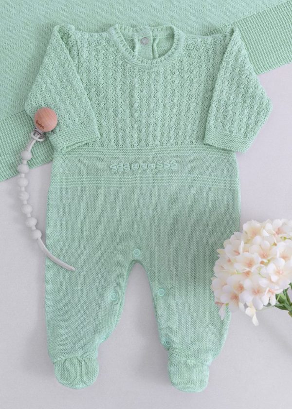 Saída Maternidade RN Verde Menta com Macacão e Manta