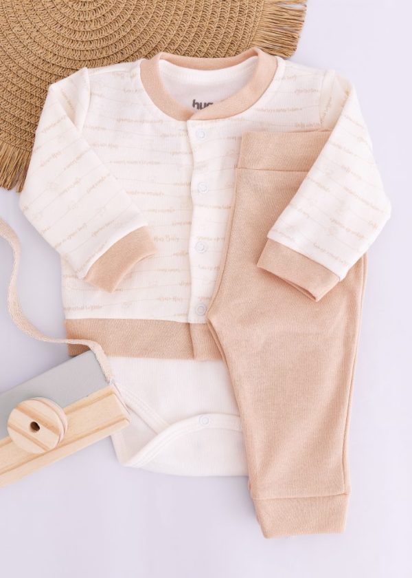 Conjunto Body Curto Com Calça Culote e Cardigan Neutro - Hug