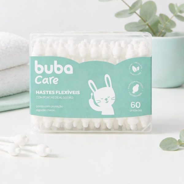 Cotonetes Hastes Flexíveis Pontas De Algodão - Buba Care