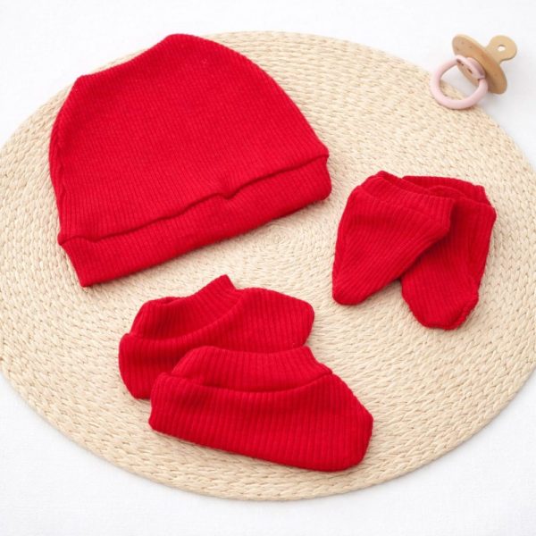 Kit Touca e Luvas Bebê Suedine Rosa Maternidade