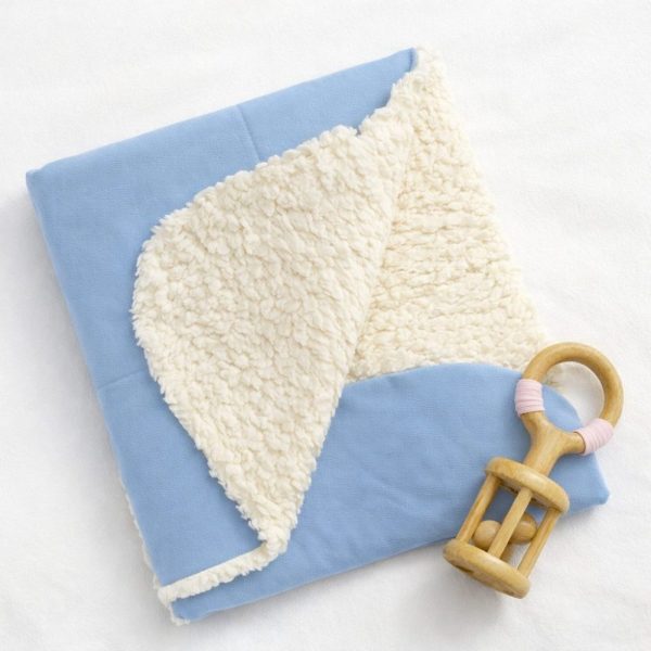 Manta Bebê Dupla Face 100% Algodão e Sherpa - Azul