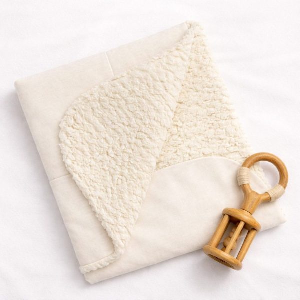 Manta Bebê Dupla Face 100% Algodão e Sherpa - Off