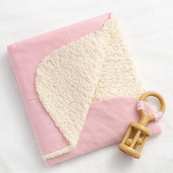 Manta Bebê Dupla Face 100% Algodão e Sherpa - Rosa