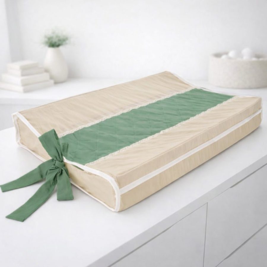 trocador anatomico para cômoda bebê impermeável bege com verde