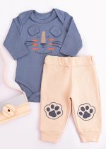Conjunto Bebê Body Com Estampa Roar Some e Calça Bege