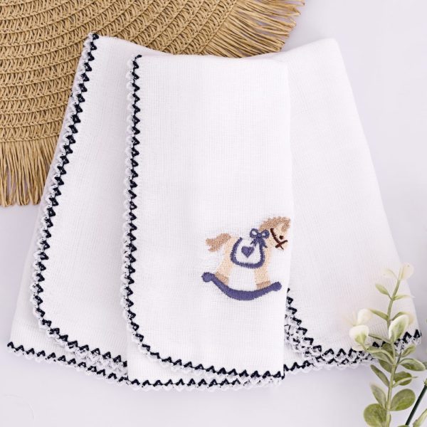 Kit Fralda de Boca Premium Bordada - Cavalinho Madeira