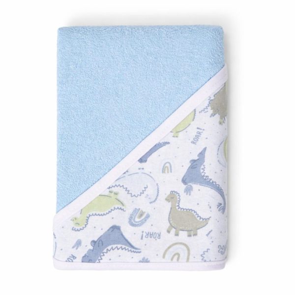 Toalha de Banho Bebê com Capuz - Dinossauro Azul